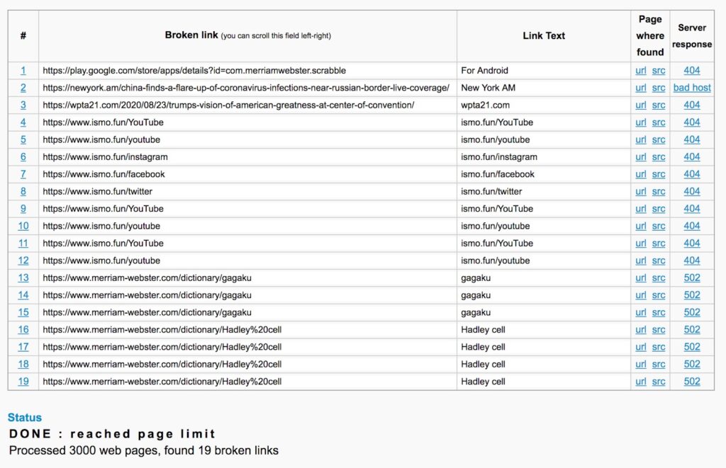 Online Broken Link Checker