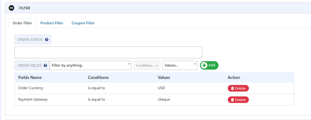 Order Export Filters